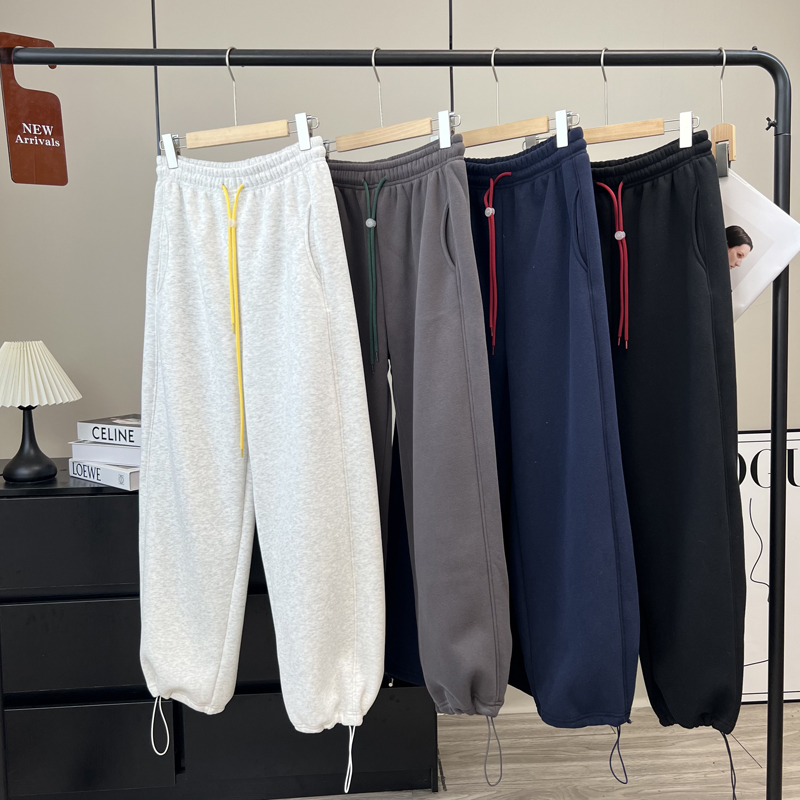 加绒保暖休闲束脚阔腿卫裤女冬