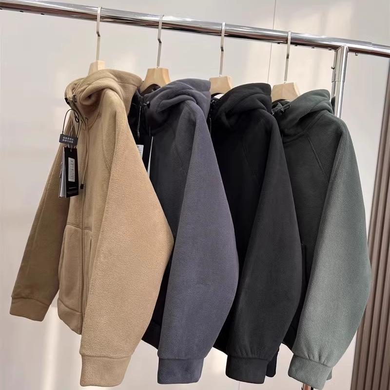 加厚保暖双面摇粒绒连帽卫衣外套