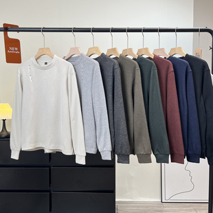 打底衫 日单U 柔软亲肤摇粒绒圆领长袖 秋冬新基础款 T恤 男女情侣款