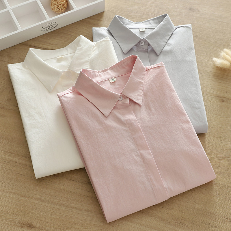 翻领暗扣OL长袖衬衫女上衣