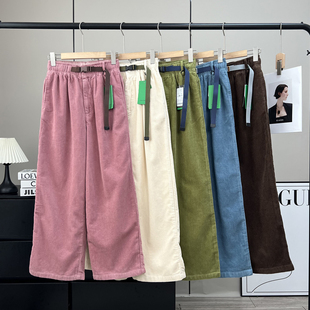 大厂订单！多巴胺配色百搭宽松加厚灯芯绒窄版直筒阔腿裤女休闲裤