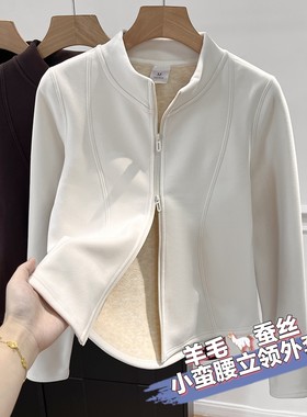 双面绒修身防风保暖羊毛蚕丝外套