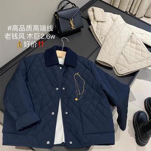 豪奢老钱风~木巨2W+三防菱格棉服羊毛翻领保暖休闲夹克外套棉衣女