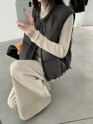 韩系温柔风菱形格90白鸭绒羽绒背心 简约立领马甲秋冬季外搭上衣