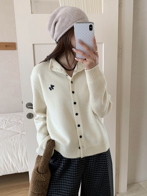 YOYO-2025新款刺绣卡通混纺针织开衫女百搭休闲宽松毛衣女