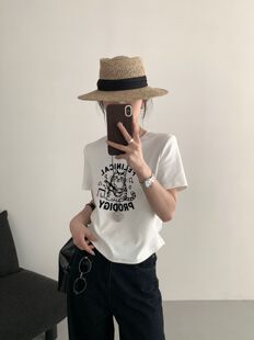 FELINICAL PRODIGY 猫咪吉他印花短款T恤 2026抽绳设计感小众上衣