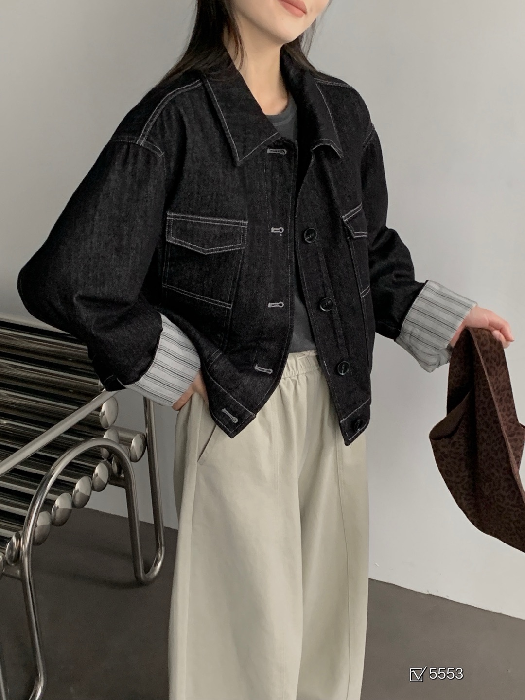 YOYO-新款韩系拼接牛仔棉衣外套女百搭休闲宽松牛仔外套女