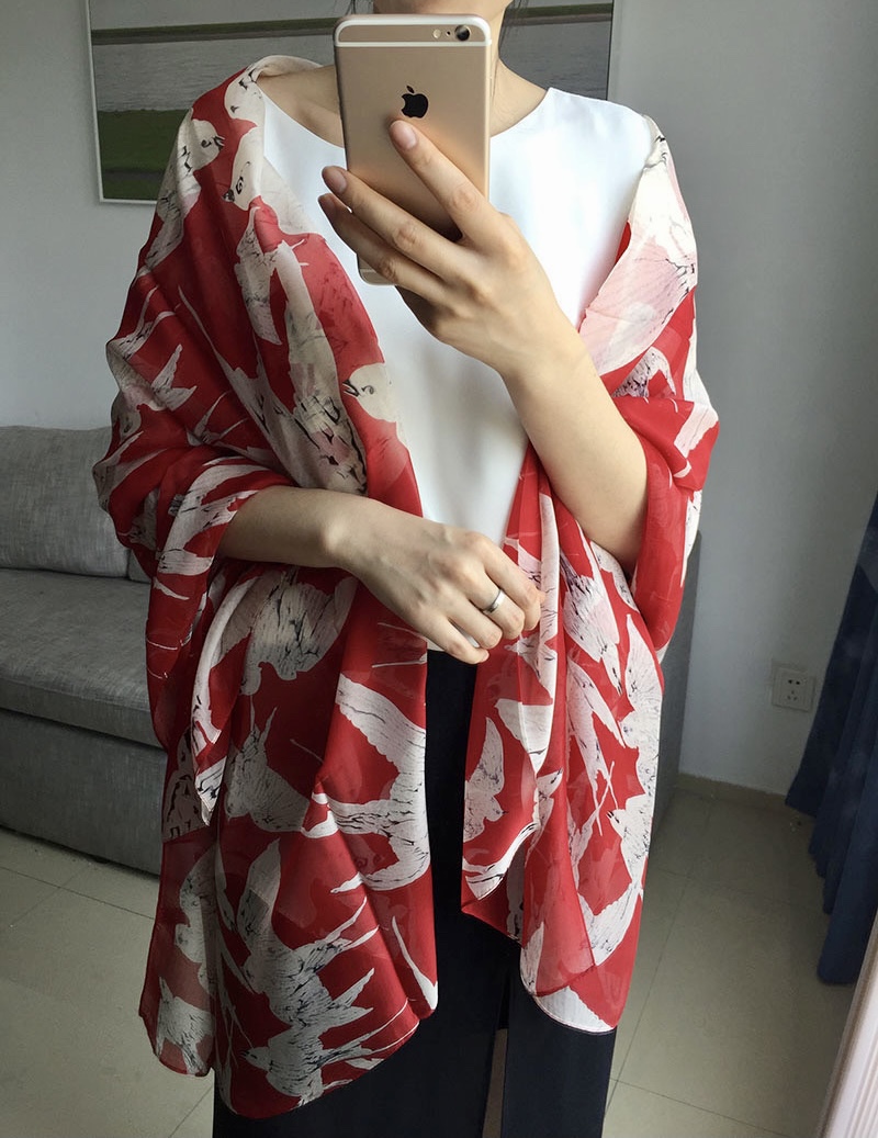 尤三尚品夏季旅游防晒超大纱巾披肩真丝丝巾女百搭海边两用沙滩巾