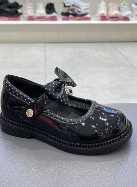 江博士2023春秋女童二阶段黑色学生舒适防滑礼仪小皮鞋B1500637