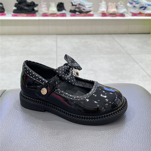 江博士2023春秋女童二阶段黑色学生舒适防滑礼仪小皮鞋B1500637