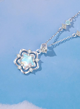 s925纯银海洋之心项链女款轻奢高级感锁骨链新款月光石吊坠