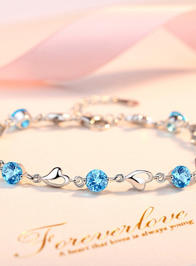 新款S925纯银海洋之心手链女款简约个性学生情人节礼物送女友闺蜜