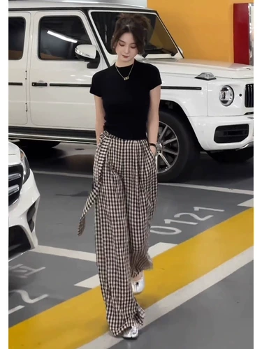 Летняя одежда, модная футболка с коротким рукавом, комплект, изысканный стиль