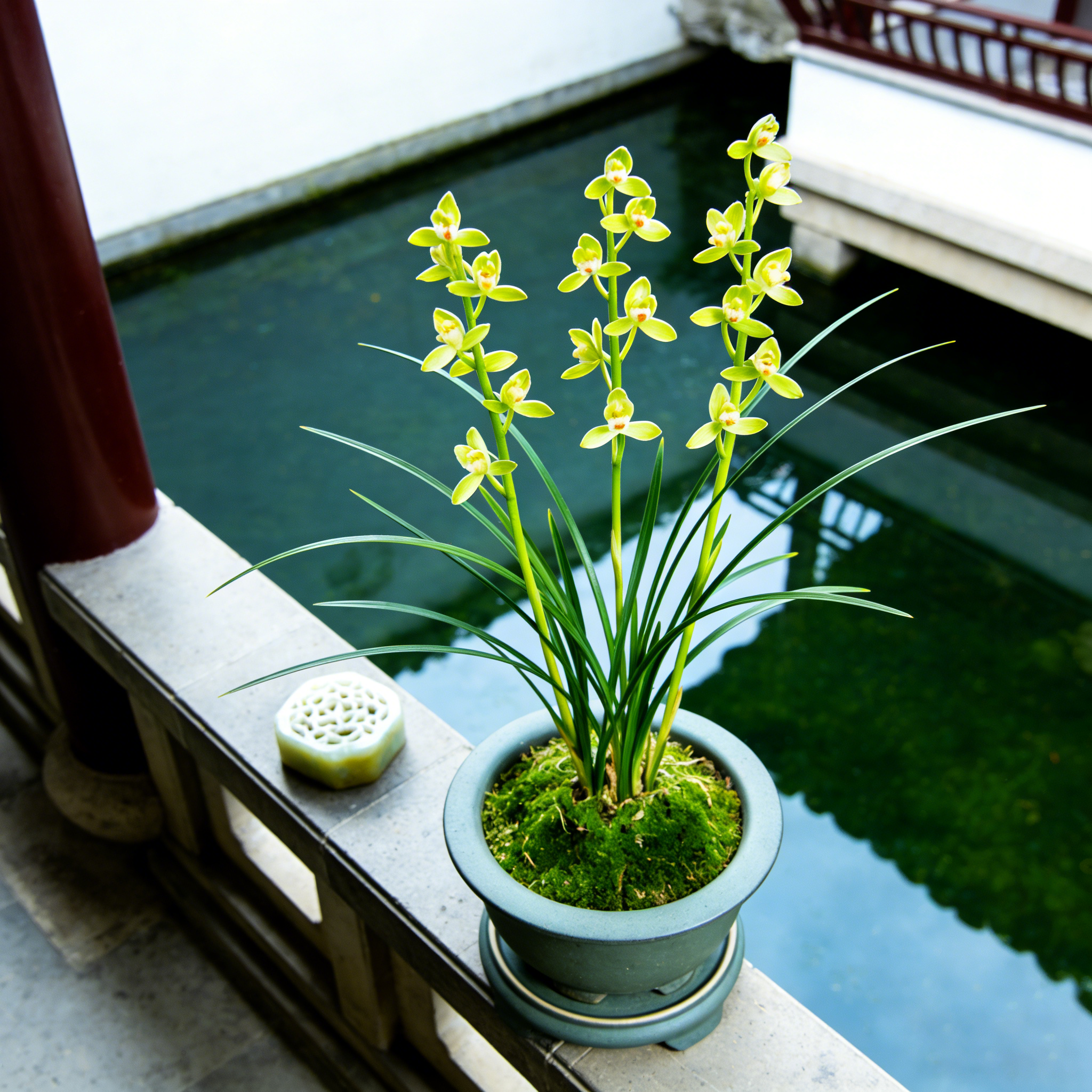 【铁骨素梅】兰花苗浓香型建兰茶几盆栽带花苞国兰四季兰金边名贵