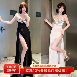 T台选秀舞台主播直播夜场女孩上班衣服性感深V聚拢显瘦礼服连衣裙