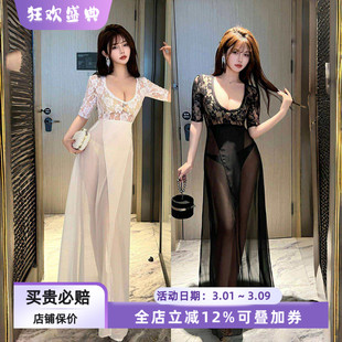 遮手臂遮肉短袖设计感夜场长裙KTV选秀工装性感低胸显瘦连衣裙女
