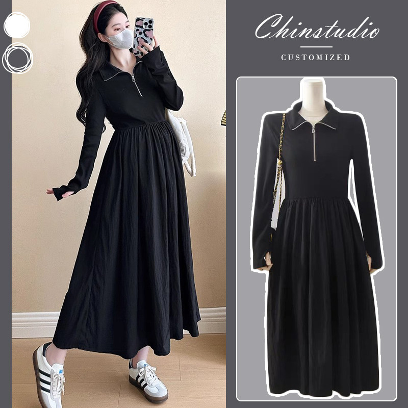 MATERNITY SPRING AND AUTUMN DRESSES 2024 NEW AUTUMN DRESSES TEMPERAMENT SLIM AGE REDUCTION GOING OUT SWEATSHIRT SKIRT EARLY AUTUMN