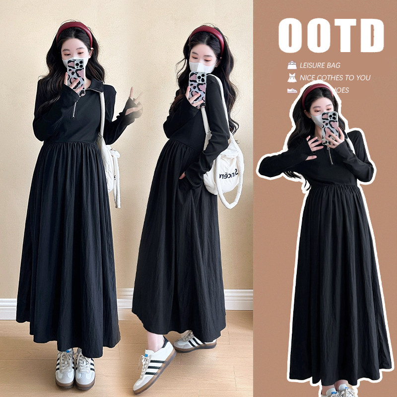 MATERNITY SPRING AND AUTUMN DRESSES 2024 NEW AUTUMN DRESSES TEMPERAMENT SLIM AGE REDUCTION GOING OUT SWEATSHIRT SKIRT EARLY AUTUMN