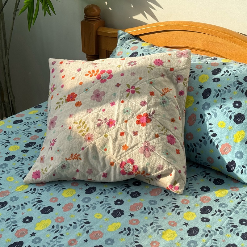 日本原单 绗缝靠垫套/抱枕套 45X45单个薄棉填充 大货剩余 特价清