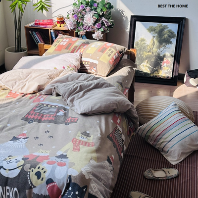 冬季新款 日单床上用品 摇粒绒配全棉绒布  枕套 被套 床单