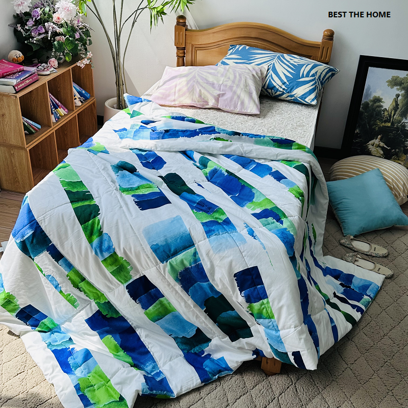 日单 100%棉 40支平纹印花 空调被/夏凉被 绗缝可机洗 断码清仓