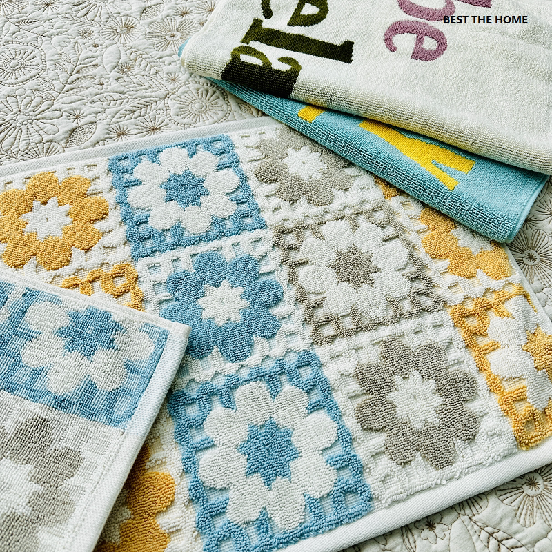 日本时尚大牌原单 100%棉 全棉提花毛圈浴室地垫/脚垫 36X60