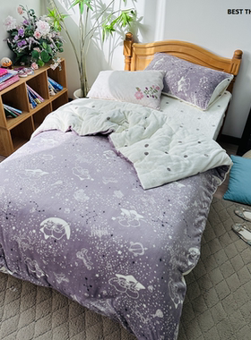 秋冬款日单品牌订单 AB版法兰绒床上用品 枕套 被套 床单 三件套