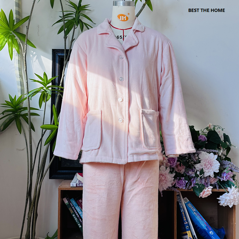品牌订单 冬季款 全棉双面法兰绒女式家居服 分体式 100%棉制品