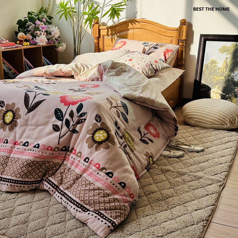 冬季单人款 日单改款 珊瑚绒配全棉绒布 床上用品 枕套 被套 床单