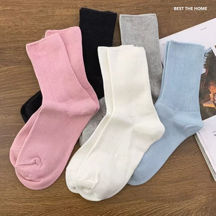 国内品牌订单 中短筒棉袜 秋冬基础款 男女2款 5双装 特价清仓