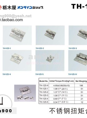 日本TOCHIGIYA不锈钢扭矩合页TH-125-1 2 3 4 5 TH-125-TH铰链