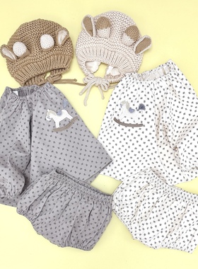 日单cottoli小木马套装新款男童女童宝宝春秋长袖裤子纯棉上衣