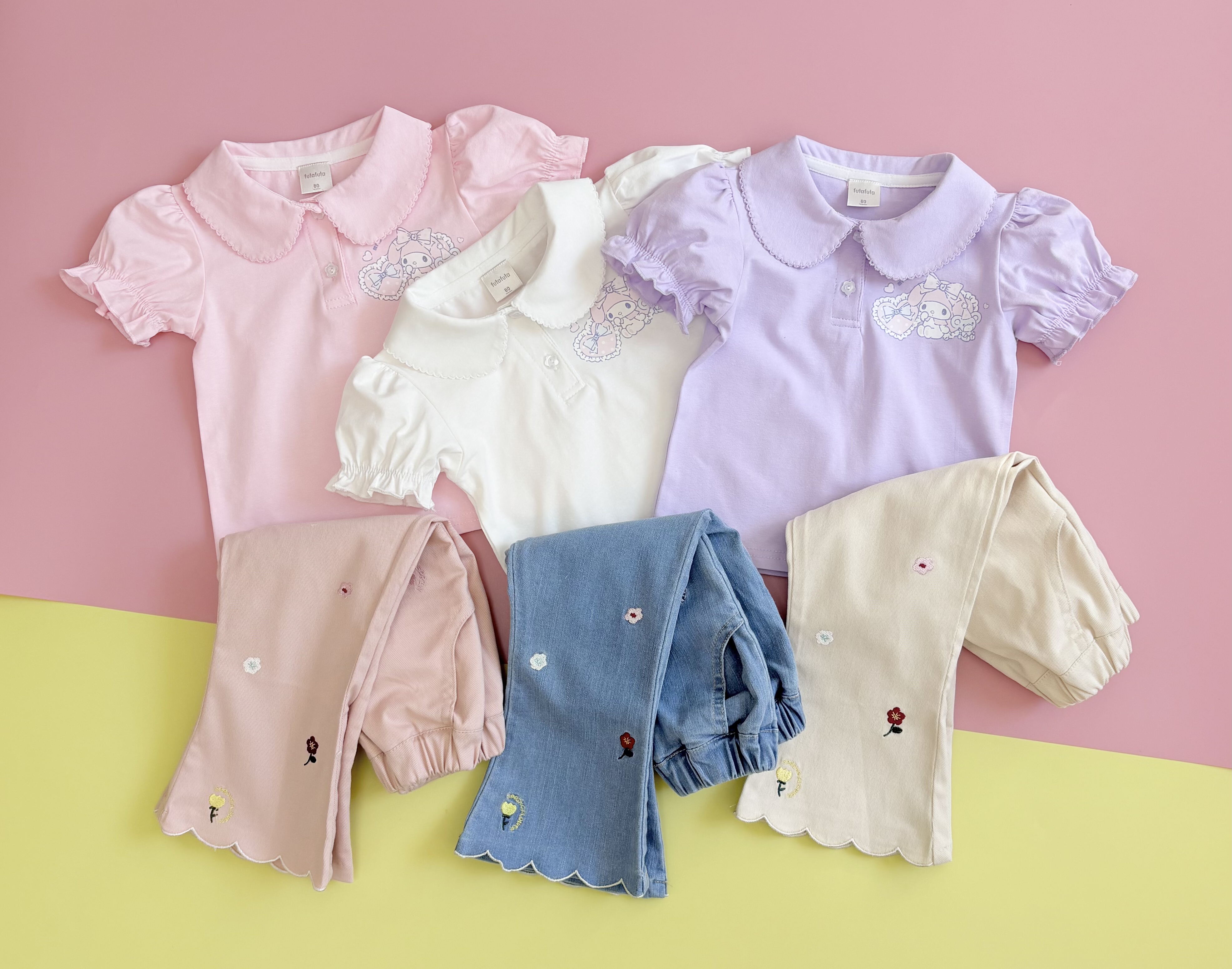 日单tuta26年春夏新款女童宝宝可爱卡通短袖T恤polo衫长裤牛仔裤