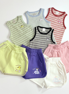 日单25futa运动款新款女男童女宝宝夏季短袖T恤上衣纯棉短裤套装