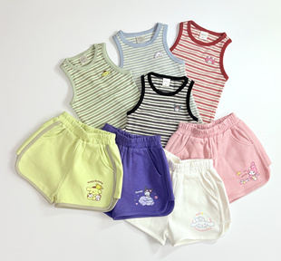 日单25futa运动款新款女男童女宝宝夏季短袖T恤上衣纯棉短裤套装