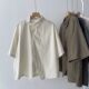 女衬衣休闲日系简约气质衬衫 百搭短袖 设计感斜襟宽松上衣 薄款 夏季