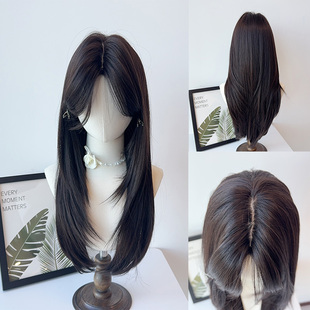 假发全头套女长发高层次锁骨圣诞氛围感假发整顶少萝中分全头套