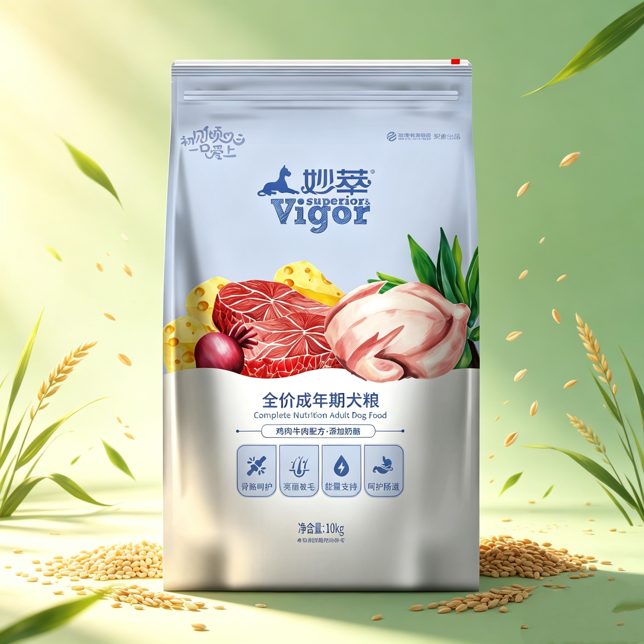 夸克高端10kg妙萃全价全期犬粮鸭牛肉丝兰粉成犬通用粮高营养20斤
