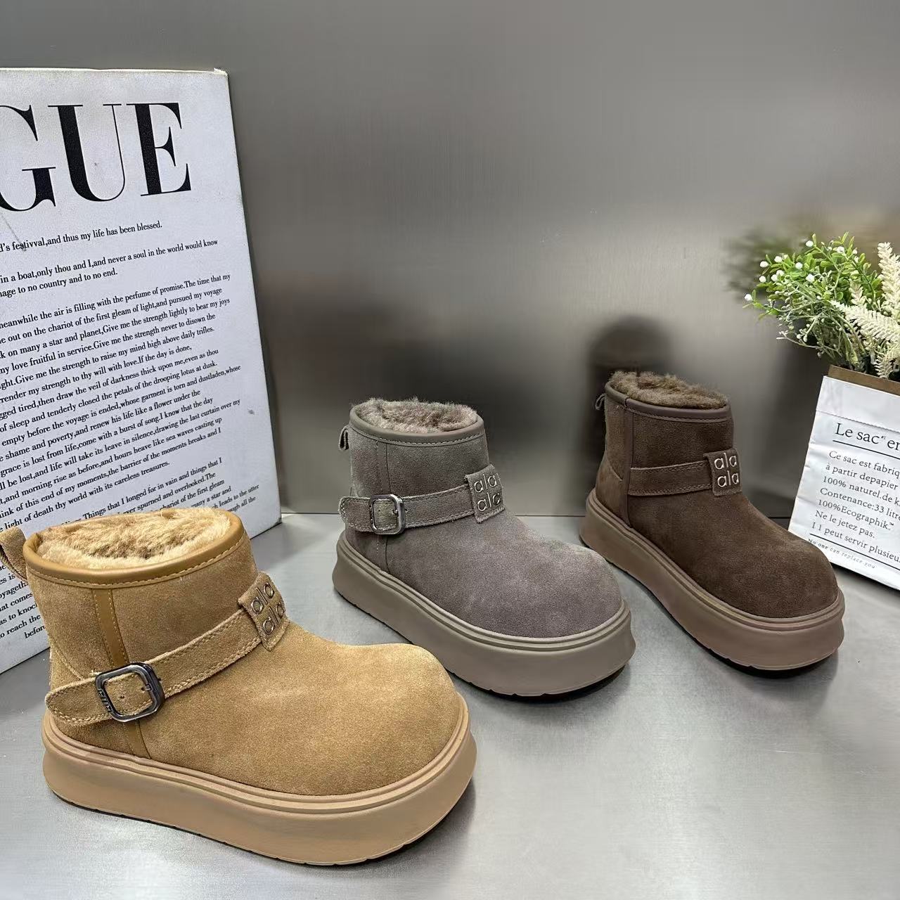 欧货厚底增高勃肯短靴女2025新款冬季英伦风大头卡皮巴拉休闲短靴