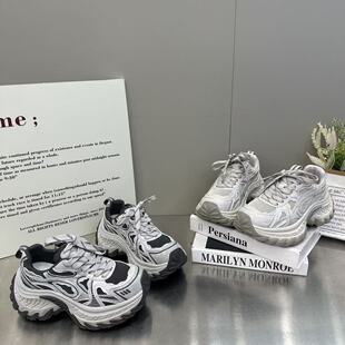 2026年秋季新款厚底擦色老爹鞋女百搭休闲运动增高透气松糕跑步鞋