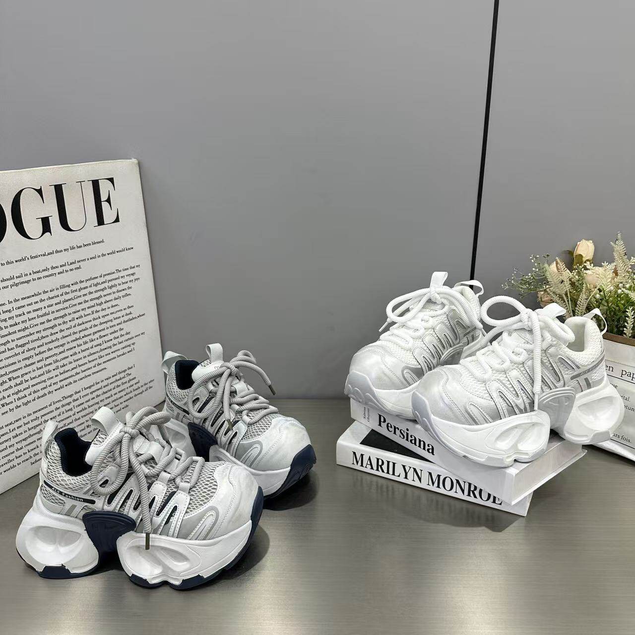 欧货时尚松糕小个子老爹鞋女2026新款厚底透气网面百搭运动休闲鞋