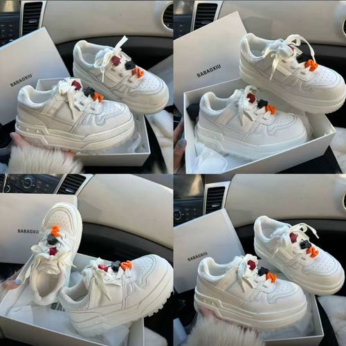 巴宝秀做旧增高小白鞋女2026早春新款小个子松糕休闲板鞋百搭单鞋