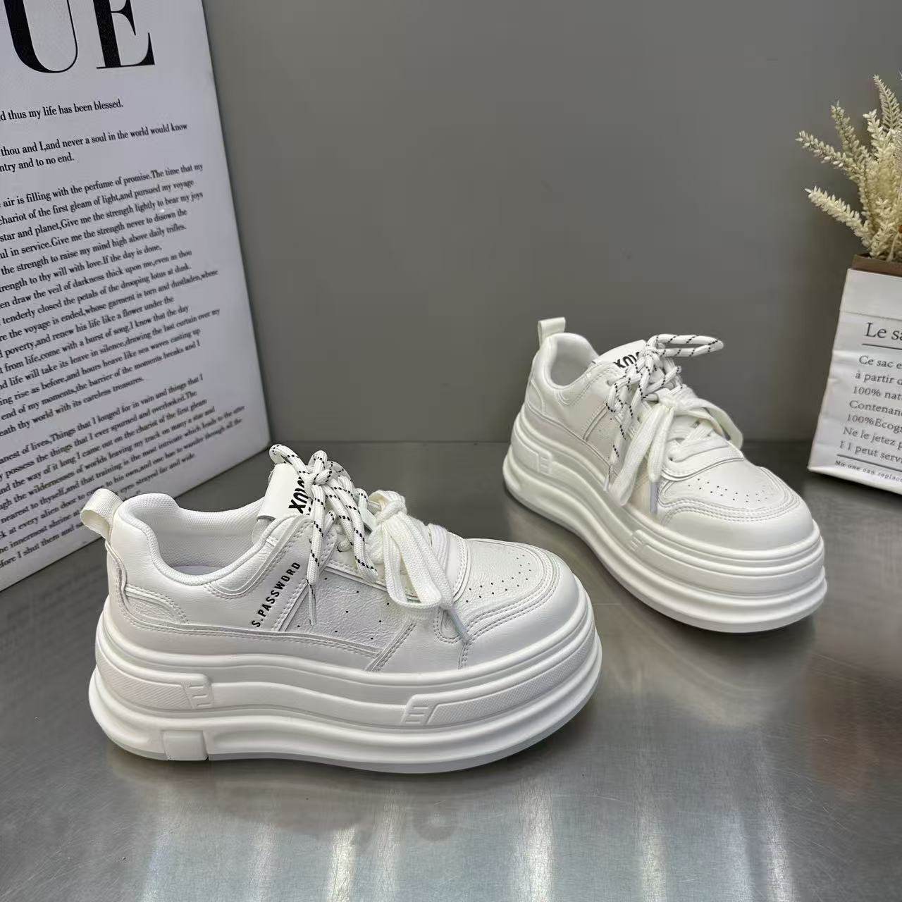 韩版松糕厚底小白鞋女2026年春季新款小个子百搭增高休闲运动板鞋,女鞋,棉鞋,淘宝优惠券,粉丝福利购,淘宝优惠卷