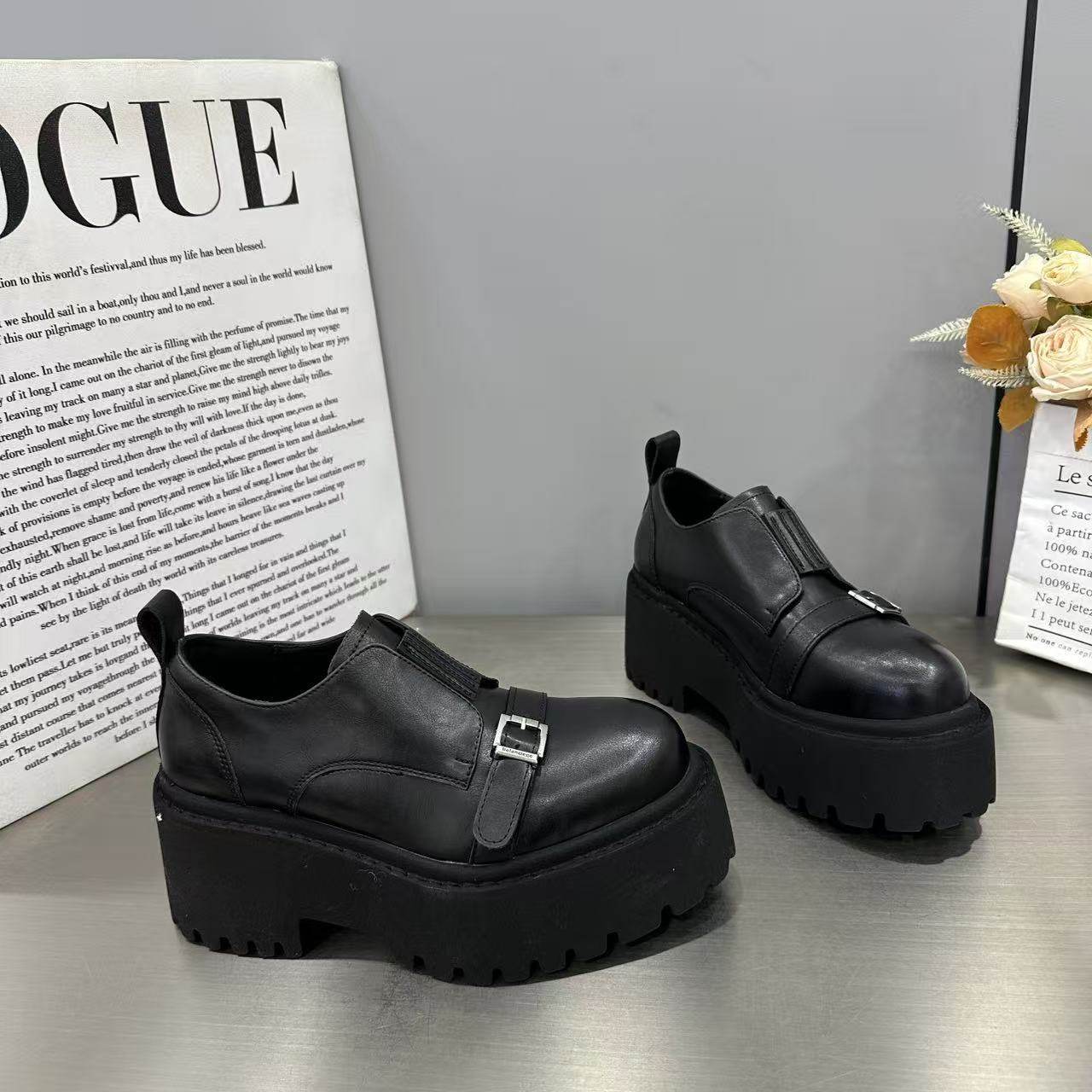 欧洲站复古英伦风厚底小个子乐福鞋女2026新款圆头休闲复古休闲鞋,女鞋,棉鞋,淘宝优惠券,粉丝福利购,淘宝优惠卷