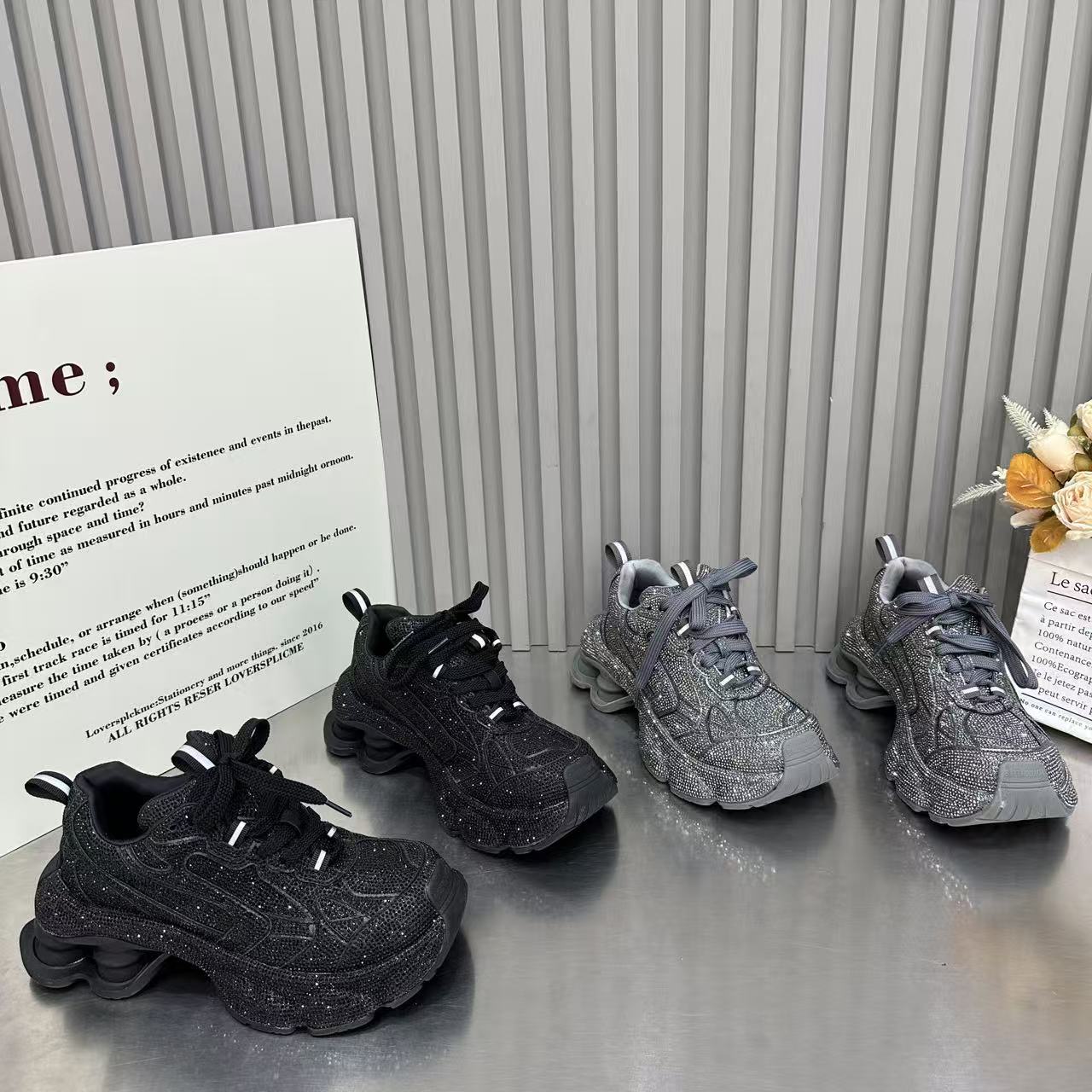 欧货厚底增高水钻老爹鞋女2026早秋新款小个子洋气潮流休闲运动鞋