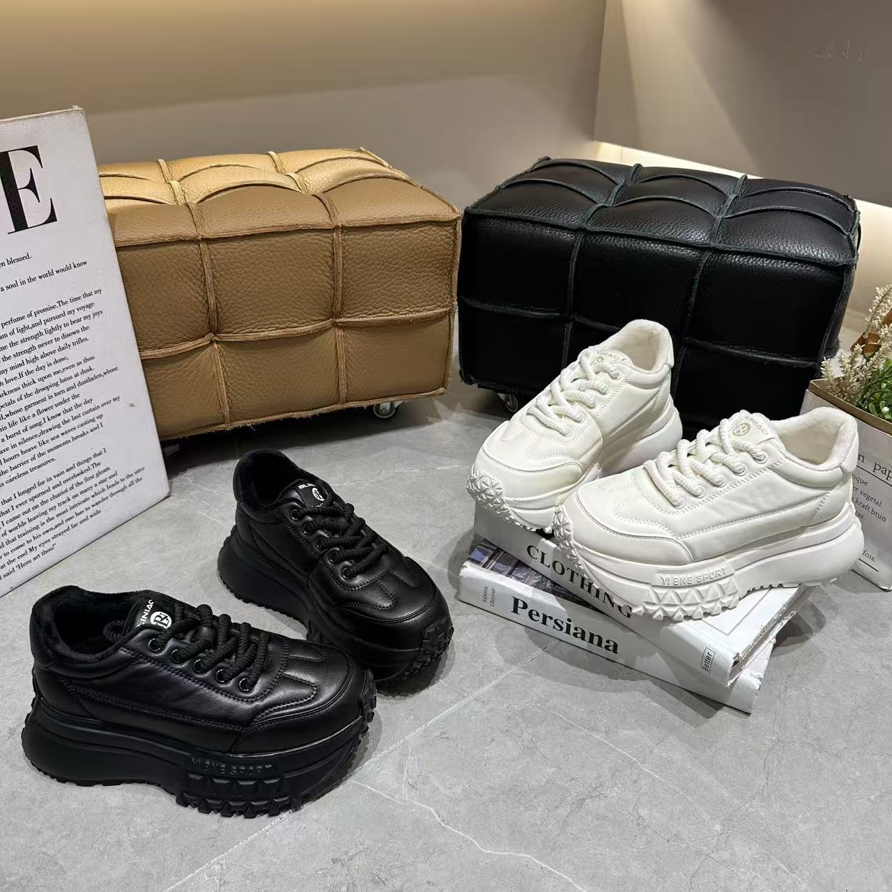 巴宝秀厚底增高老爹鞋女女2025冬季新款低帮圆头面休闲百搭阿甘鞋