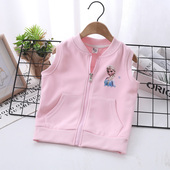 上衣儿童春秋季 小女孩卡通保暖外穿无袖 马甲 背心2025新款 女童春季