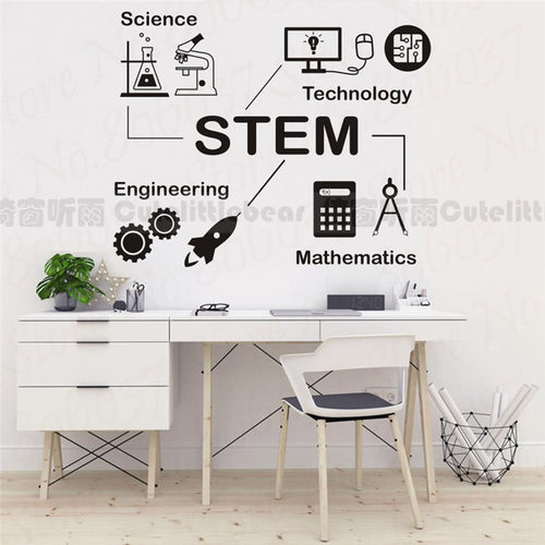 科技工程数学STEM墙贴画学校科学化学实验教室贴纸书房班级墙装饰