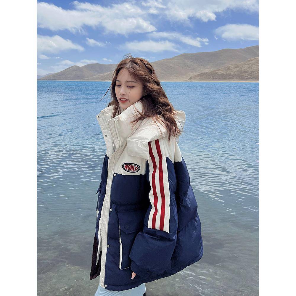 女式羽绒棉衣2025冬季新款工作服对比色面包外套学生情侣棉衣外套