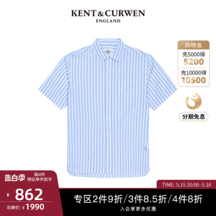 玫瑰刺绣短袖 衬衫 肯迪文男士 KCKENT&CURWEN 条纹休闲K4766EO011